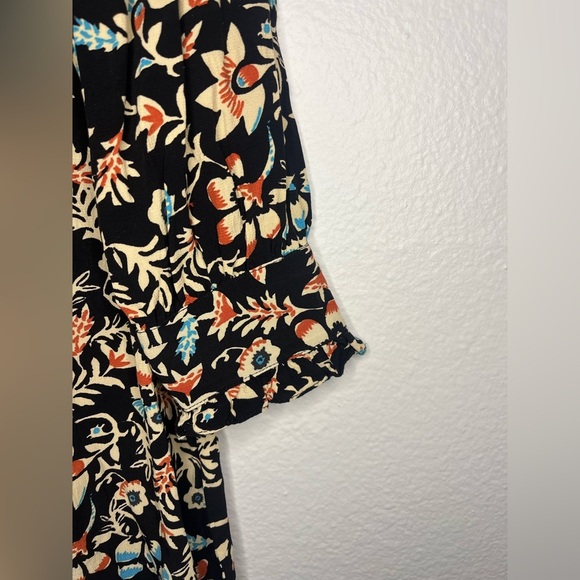 H&M Black Floral Long Sleeve Mini Dress - Size 6 (US) - Picture 6 of 8